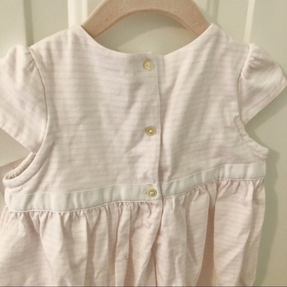Polo Striped Bubble Romper Pink and White with Bow - Picture 6 of 7